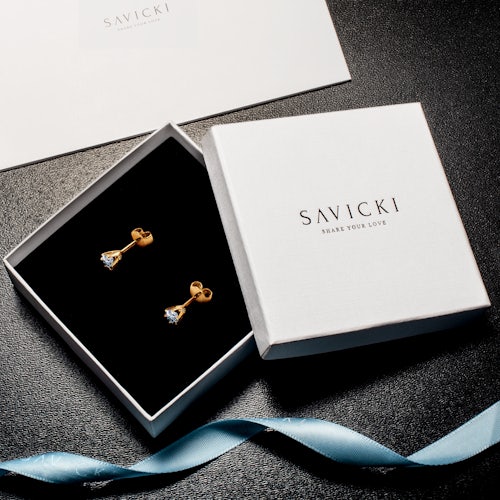 Kolczyki The Journey: złote, białe szafiry